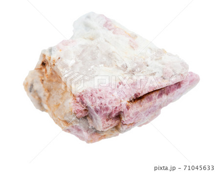 raw Tourmaline in feldspar and quartz isolated 71045633