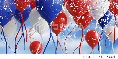 Balloon with confetti falling on sky background 3d render 71045664
