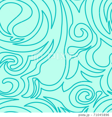 Seamless turquoise texture of spirals and curls in a linear style. Marine pattern in pastel colors. Spiral curls and whirlwind. Seamless turquoise texture of spirals and curls in a linear style. Marine pattern in pastel colors. Spiral curls and whirlwind. 71045896