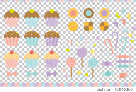 パステルカラーのスイーツセットのイラスト素材