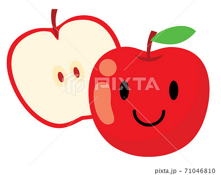 可愛いリンゴのキャラクターのイラスト素材