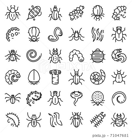 Parasite icons set, outline style Parasite icons set, outline style 71047681