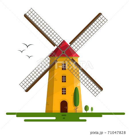 Windmill Vector Illustration Orange Sunset Stock Illustration Windmill Vector Illustration Orange Sunset Stock Illustration