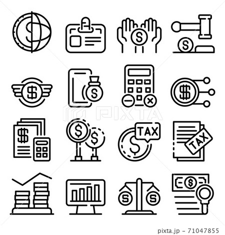 Tax regulation icons set, outline style 71047855