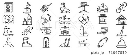 Ski resort icons set, outline style Ski resort icons set, outline style 71047859