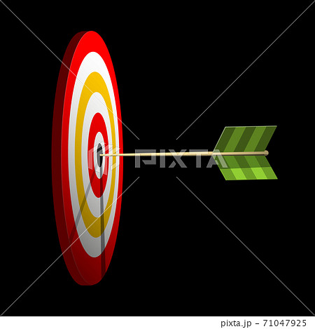 Dartboard Illustration - Target with Dart - Arrow on Dark Background - Vector 71047925
