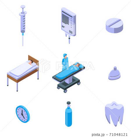 Anesthesia icons set, isometric style 71048121