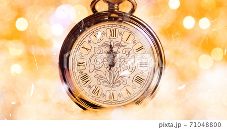 Retro style clock Christmas or New Year abstract 71048800