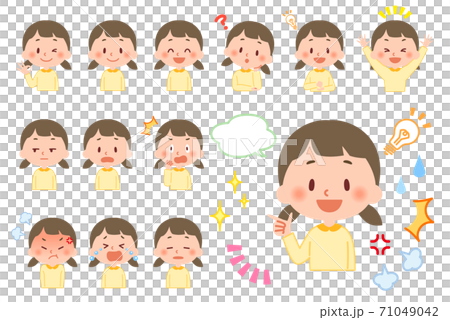 小學女孩的面部表情集 71049042