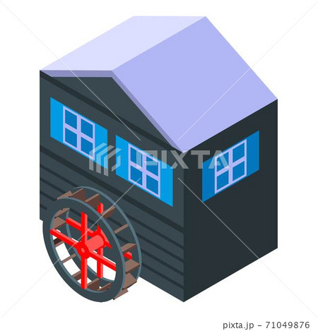Wood water mill icon, isometric style 71049876
