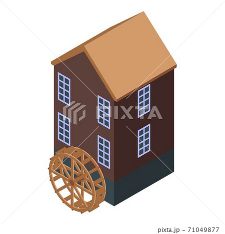 Water mill building icon, isometric style 71049877