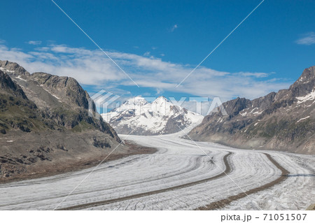 Panorama of mountains scene, walk through the great Aletsch Glacier Panorama of mountains scene, walk through the great Aletsch Glacier 71051507