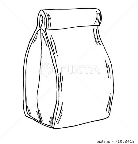 Paper lunch bag. Hand drawn cartoon sketch. Vector 71053418