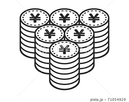 積み重なった円コインのイラストのイラスト素材
