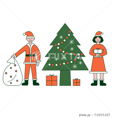 Christmas party. Vector illustration of diverse people in Christmas outfits 71055107