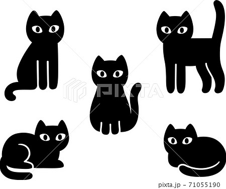 Cartoon black cat set 71055190