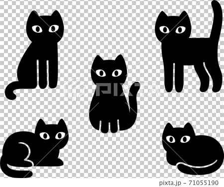 Cartoon black cat set 71055190