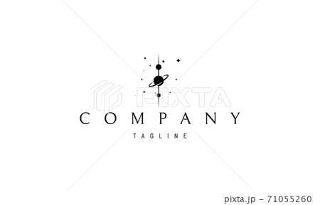 Vector logo on which an abstract image of three planets lined up in a row. 71055260