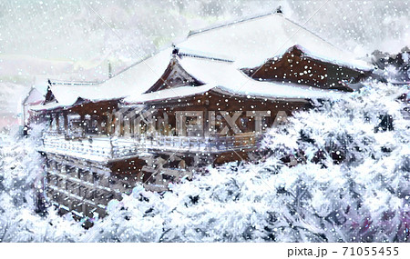 清水寺　雪景色　額入り 清水寺 雪景色 額入り 清水寺雪景色 京都府の写真素材 [FYI07443744