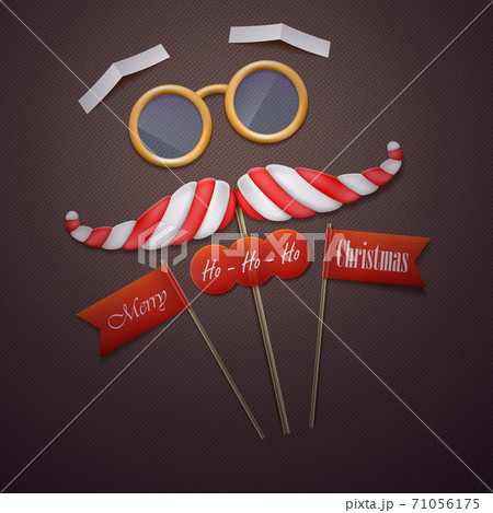 Santas mustache and glasses vector illustration. 71056175