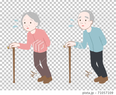 両足を同時に前に出す高齢者(線無し) 両足を同時に前に出す高齢者(線無し) 71057109