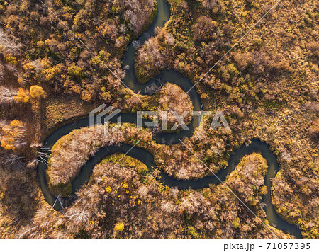 autumn landscape with river. autumn landscape with river. 71057395