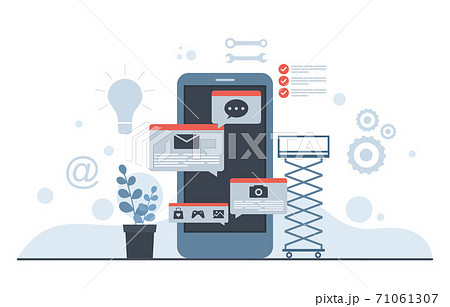 Smartphone Mobile App Development Process Flat Design Illustration 71061307