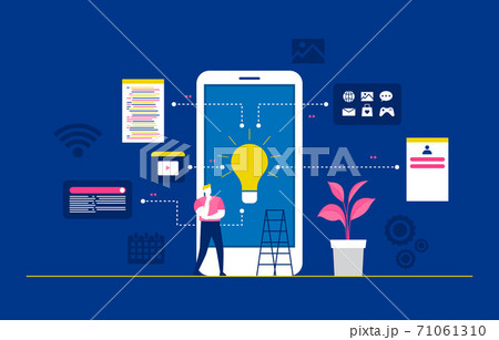 Programmer Thinking Mobile App Development Process Flat Design Illustration 71061310