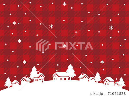 冬 風景 雪 チェック イラスト背景のイラスト素材