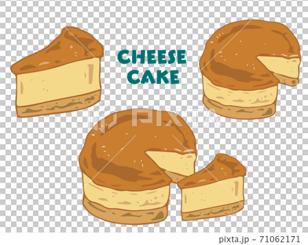 チーズケーキ カット ホール ケーキのイラスト素材