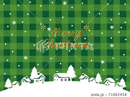 クリスマス　雪景色　ギンガムチェック　イラスト 71062938
