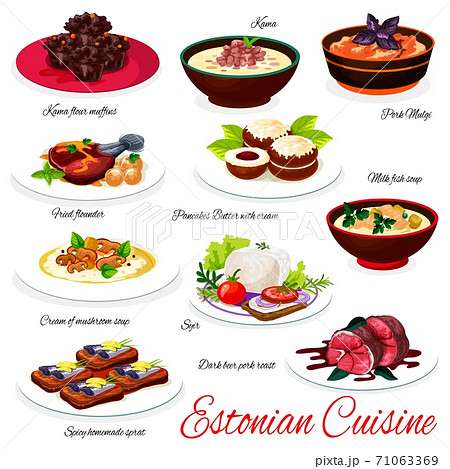 Estonian cuisine restaurant meals menu vector Estonian cuisine restaurant meals menu vector 71063369