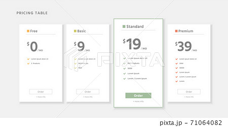 Pricing table in minimalistic Pricing table in minimalistic 71064082