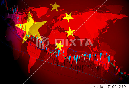 中国経済グローバルマーケットの背景デザインチャート素材 71064239