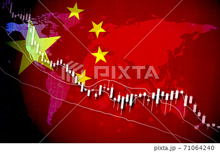 中国経済グローバルマーケットの背景デザインチャート素材 71064240
