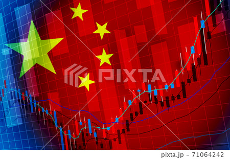 中国経済グローバルマーケットの背景デザインチャート素材 71064242