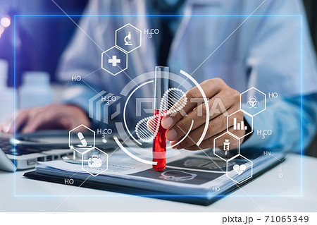 Genetic research and Biotech science Concept. Human Biology and pharmaceutical technology Genetic research and Biotech science Concept. Human Biology and pharmaceutical technology 71065349