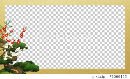 松竹梅と金箔の和風フレーム - 複数のバリエーションがあります 松竹梅と金箔の和風フレーム - 複数のバリエーションがあります 71066125