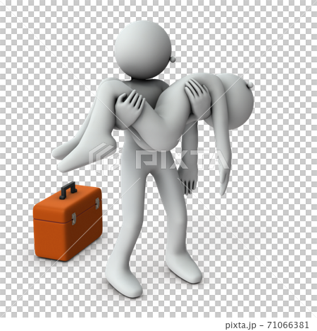 拿著一個墮落的人的人。白色背景3D渲染。 71066381