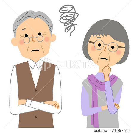 困る老夫婦 シニアカップル 高齢者のイラスト素材