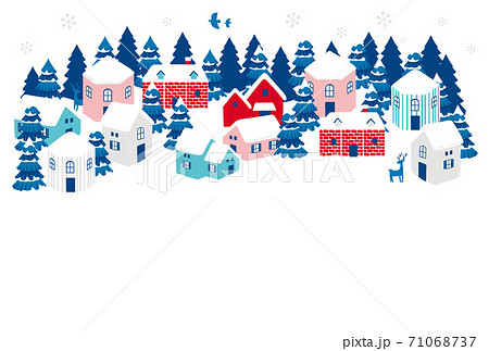 冬の街並み背景イラストのイラスト素材