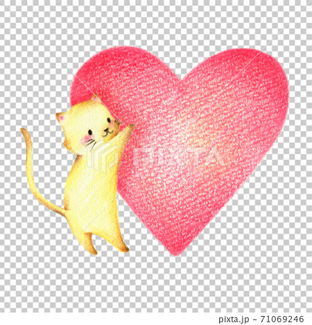 Heart and cat - Stock Illustration [71069246] - PIXTA