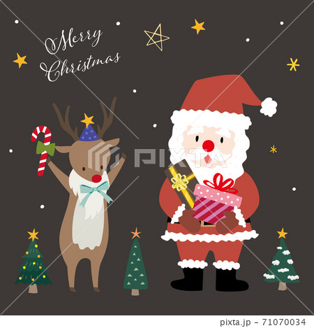 クリスマス　サンタ　トナカイ　イラスト 71070034