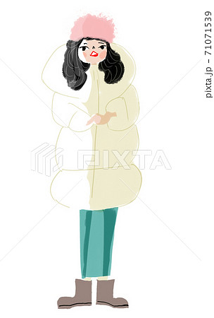 ダウンコートを着た女性のイラスト素材