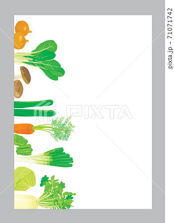よく使う野菜イラストのテンプレートやパンフレット表紙 爽やかな背景デザインのイラスト素材