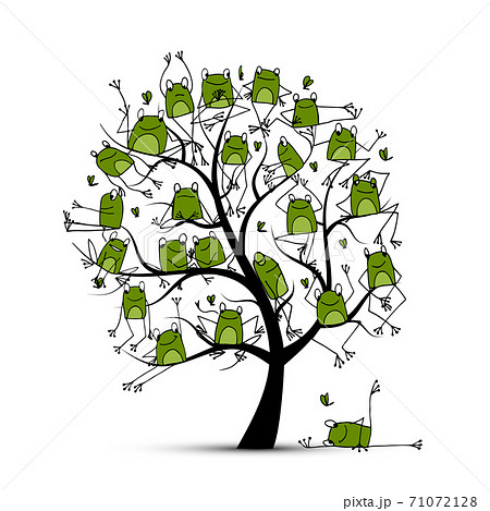 Funny frogs, art tree for your design 71072128