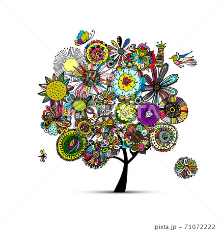Floral tree, sketch for your design 71072222