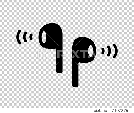 ワイヤレスイヤホンのアイコンのセット Bluetooth ブルートゥース イラスト 音楽 通信のイラスト素材