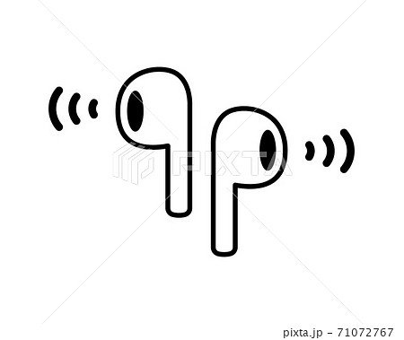 ワイヤレスイヤホンのアイコンのセット／Bluetooth／ブルートゥース／イラスト／音楽／通信 71072767