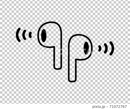 ワイヤレスイヤホンのアイコンのセット／Bluetooth／ブルートゥース／イラスト／音楽／通信 71072767